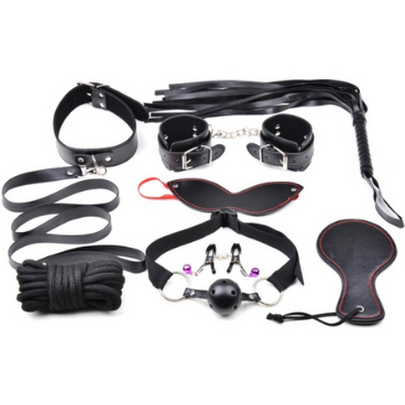 Kit Bondage Negro De 8 Piezas